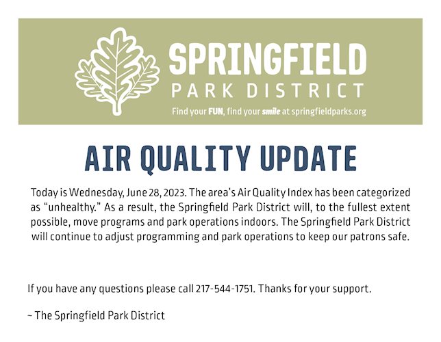 Air Quality Update Springfield Park District
